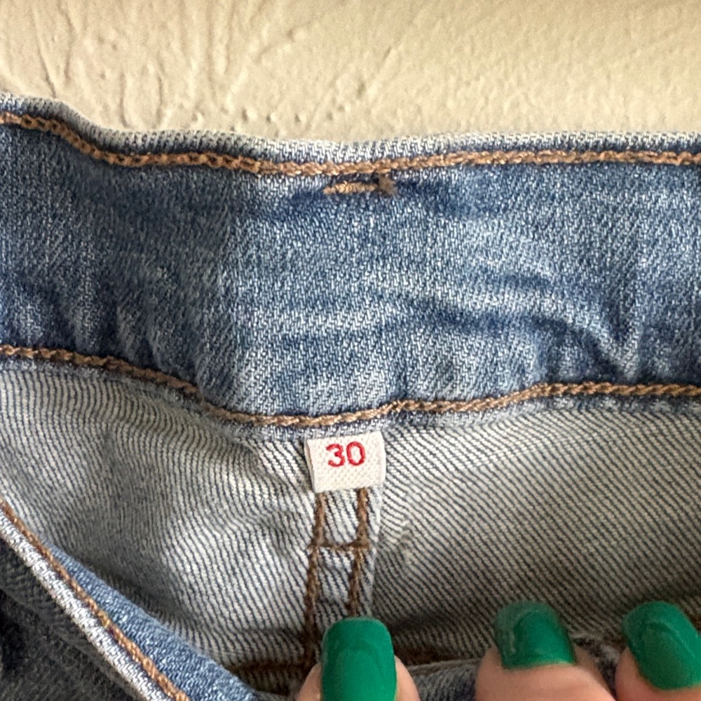 Levi's Blue Denim Shorts with Pink & Yellow Floral Embroidery - Picture 4 of 4